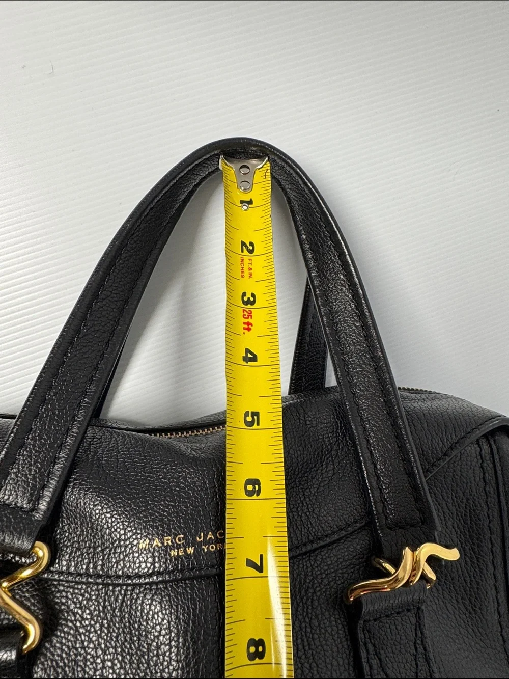 MARC JACOBS Wellington Black Pebbled Leather Satchel Crossbody Gold Hardware